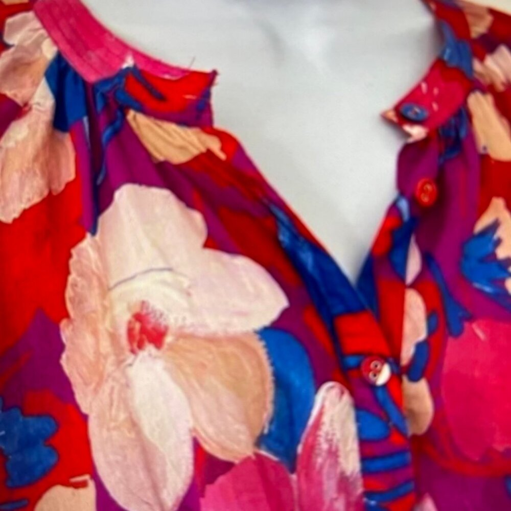 JOHNNY WAS WorkShop 100% Cotton Top with Bold Floral Print: Size Medium: NWOT!! - Picture 3 of 11